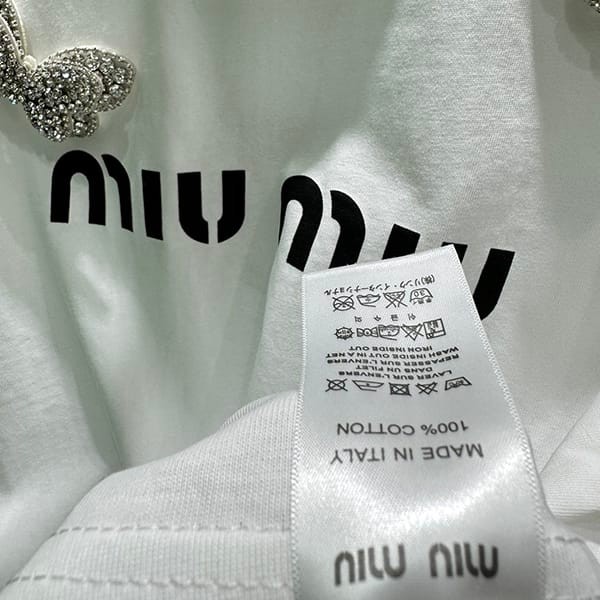 絶対欲しい！ミュウミュウ リボン付き コットン Tシャツ パチモン myb87158